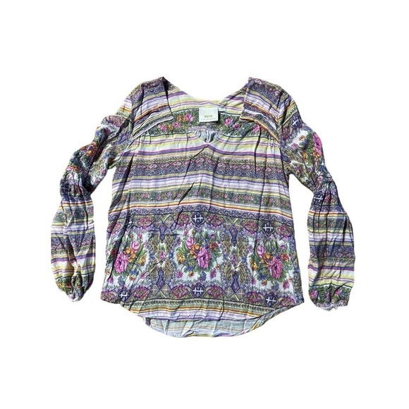 Anthropologie Maeve Long Sleeve Women's Blouse. Multicolor. beautiful print. S - Picture 1 of 5